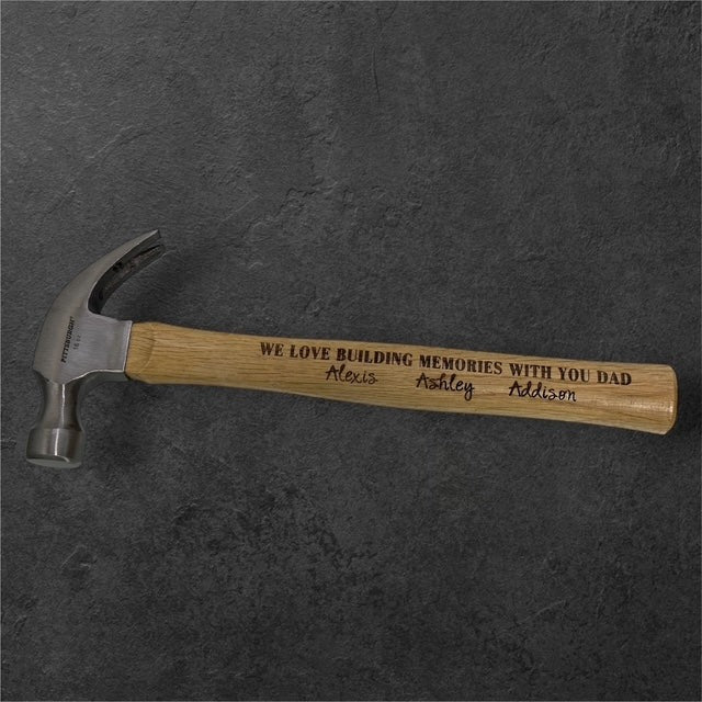 Personalized "I/We Love Building Memories With You, Dad" Steel Claw Hammer