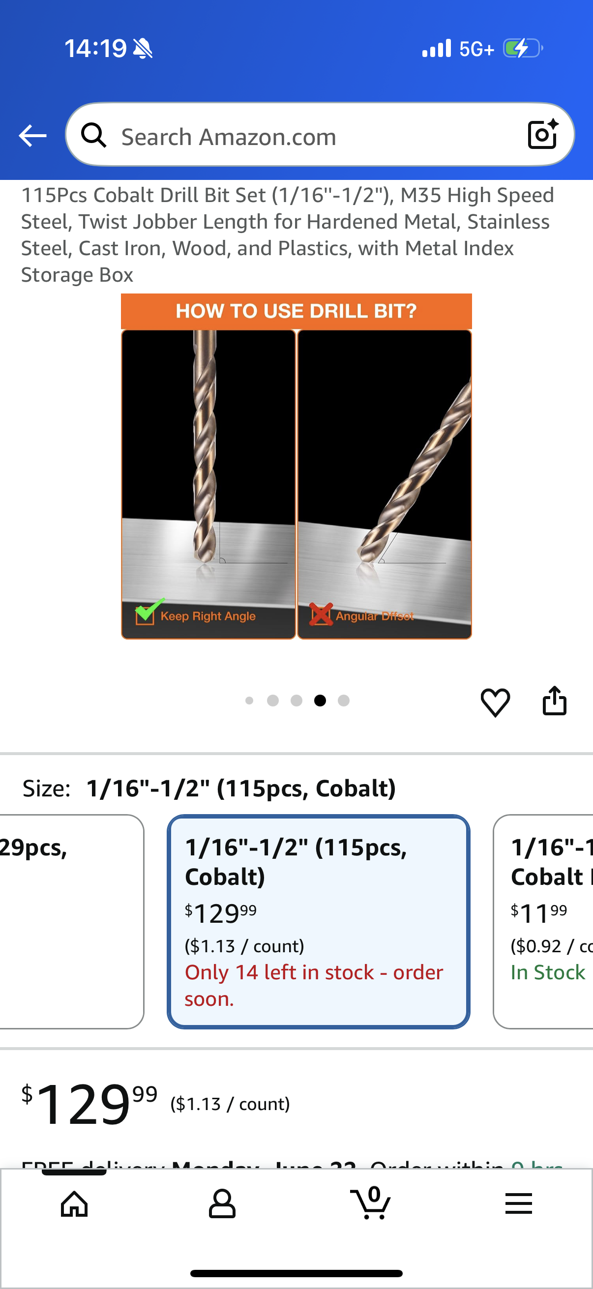 115Pcs Cobalt Drill Bit Set (1/16''-1/2''), M35 High Speed Steel, Twist Jobber Length for Hardened Metal, Stainless Steel, Cast Iron, Wood, and Plastics, with Metal Index Storage Box