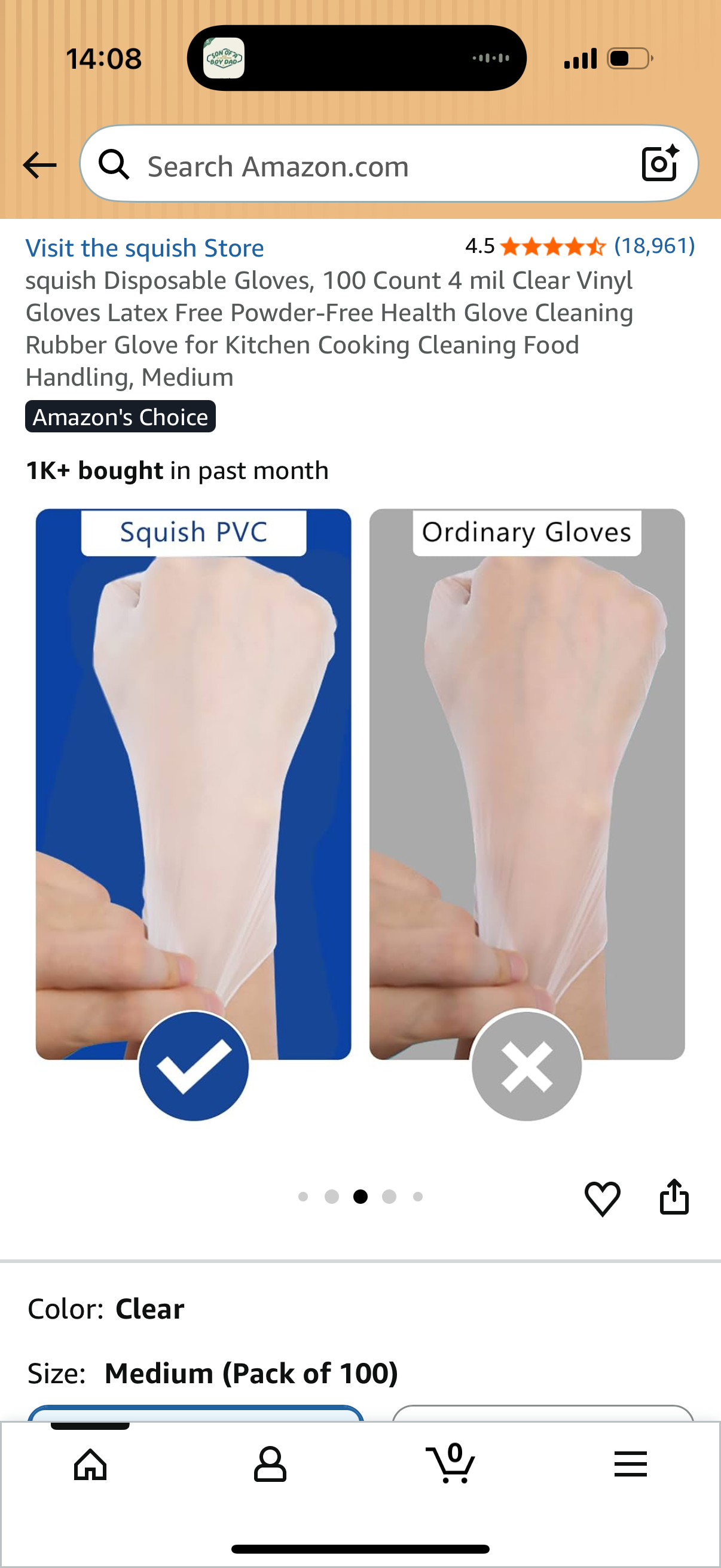 Disposable Gloves, 100 Count 4 mil Clear Vinyl Gloves Latex Free Powder-Free Health Glove Cleaning Rubber Glove for Kitchen Cooking Cleaning Food Handling, Medium