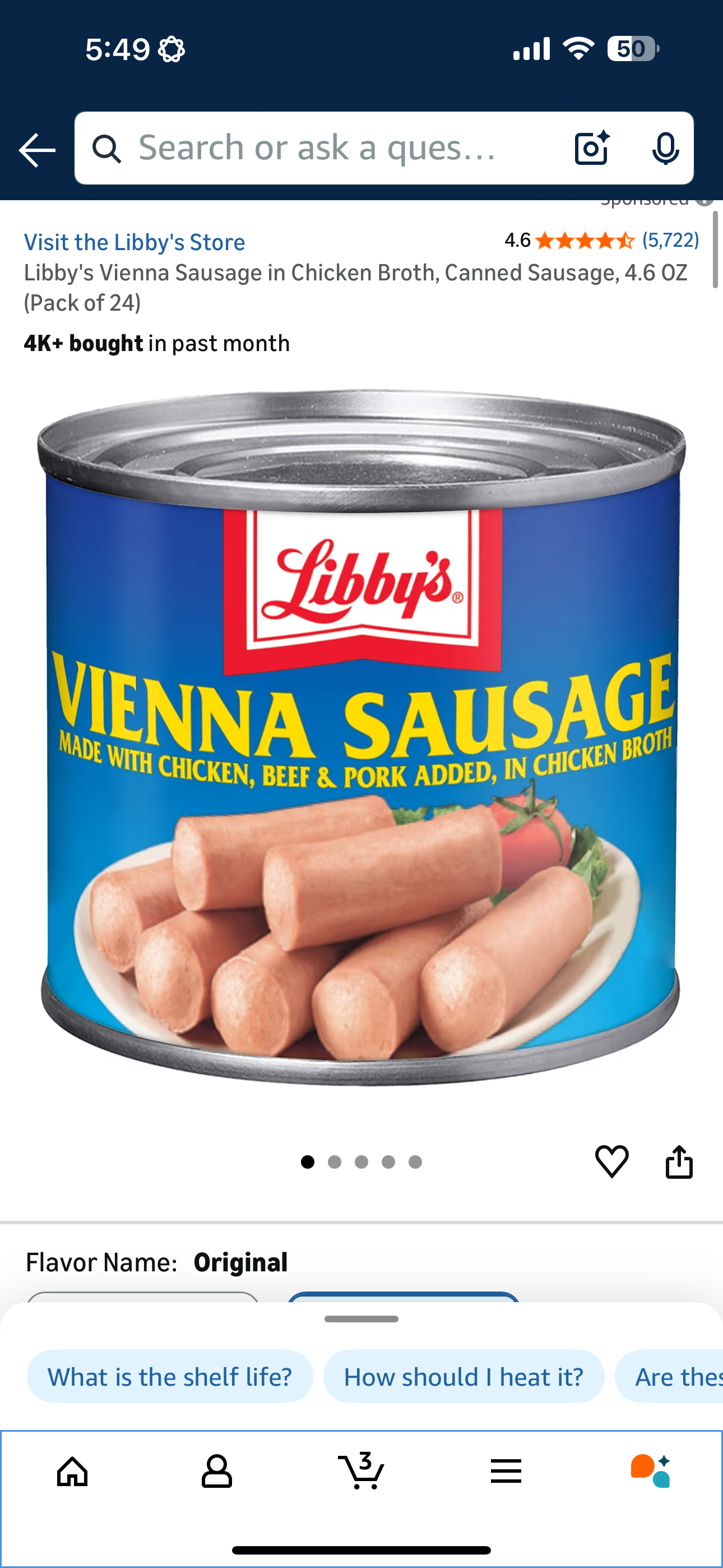 Libby's Vienna Sausage in Chicken Broth, Canned Sausage, 4.6 OZ (Pack of 24)