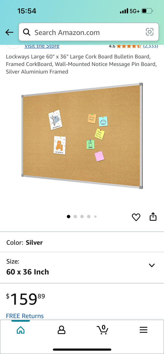 Cork Bulletin Board 60”x35” (O407)
