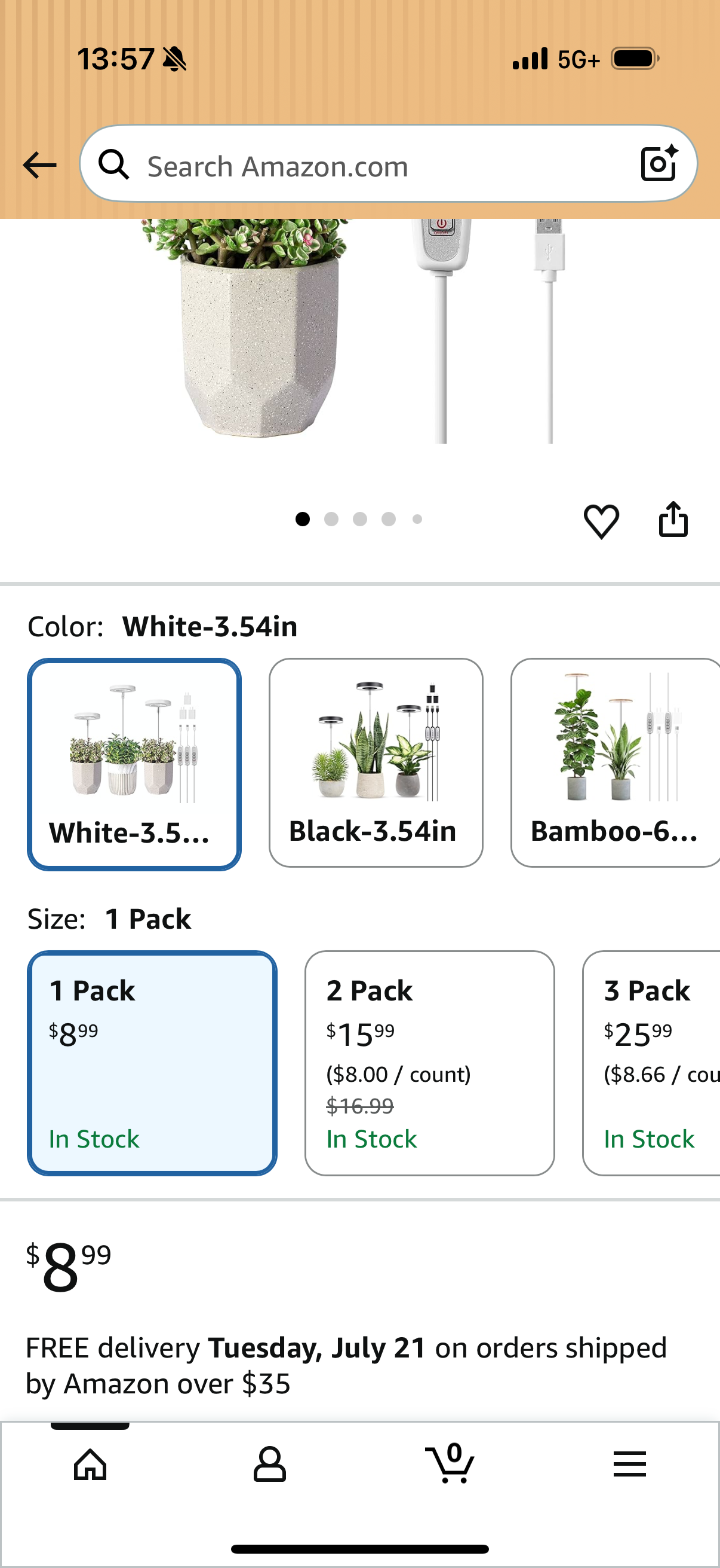 Grow Light, Full Spectrum LED Plant Light for Indoor Plants, Height Adjustable Growing Lamp with Auto On/Off Timer 4/8/12H, 4 Dimmable Brightness, Ideal for Small Plants