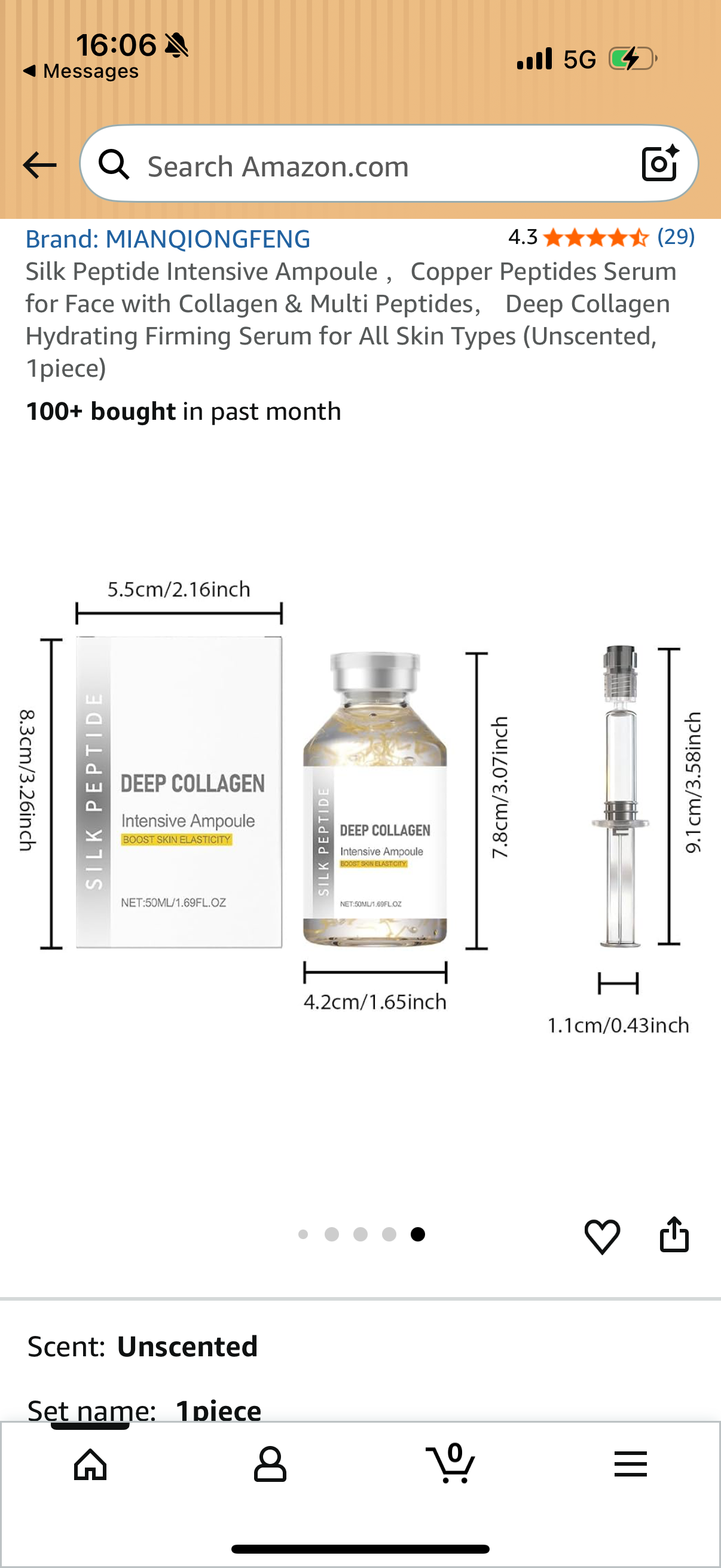 Silk Peptide Intensive Ampoule, Copper Peptides Serum for Face with Collagen & Multi Peptides, Deep Collagen Hydrating Firming Serum for All Skin Types (Unscented, 1 piece) EXP: 01/03/2029