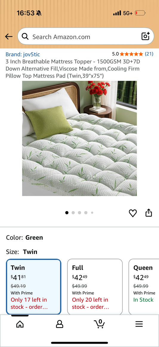 3 Inch Breathable Mattress Topper - 1500GSM 3D+7D Down Alternative Fill,Viscose Made from,Cooling Firm Pillow Top Mattress Pad (Twin,39"x75")