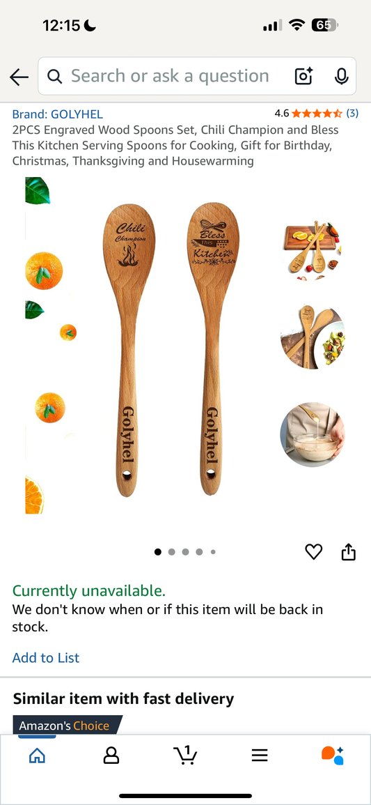 ‼️2 for $3‼️ Set of 2 Engraved Wooden Spoons - Bless This Kitchen