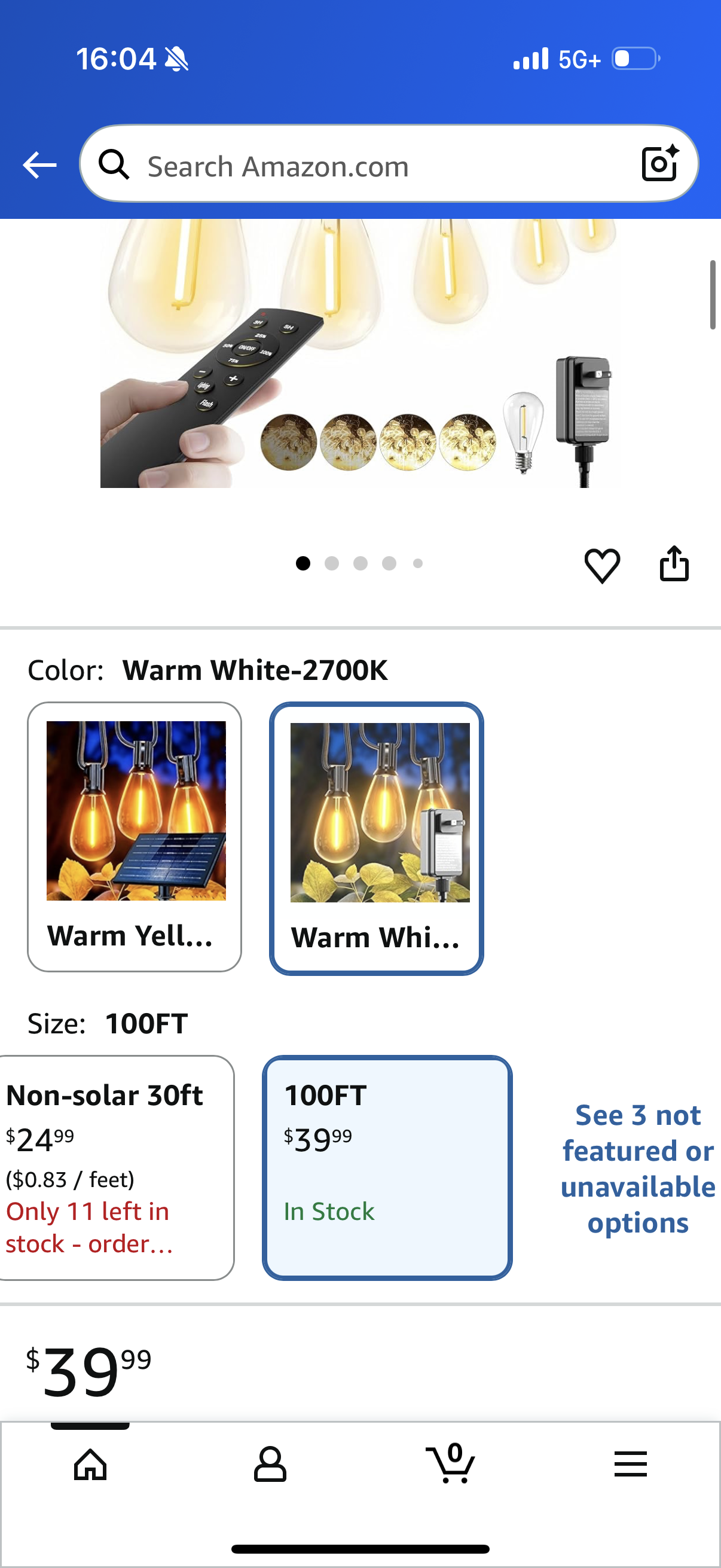 100FT LED Outdoor String Lights with Remote, 35+ 1 Shatterproof Bulbs Waterproof and Dimmable Patio Lights for Porch, Garden, Backyard, Deck, Balcony, 2700K Hanging Lighting