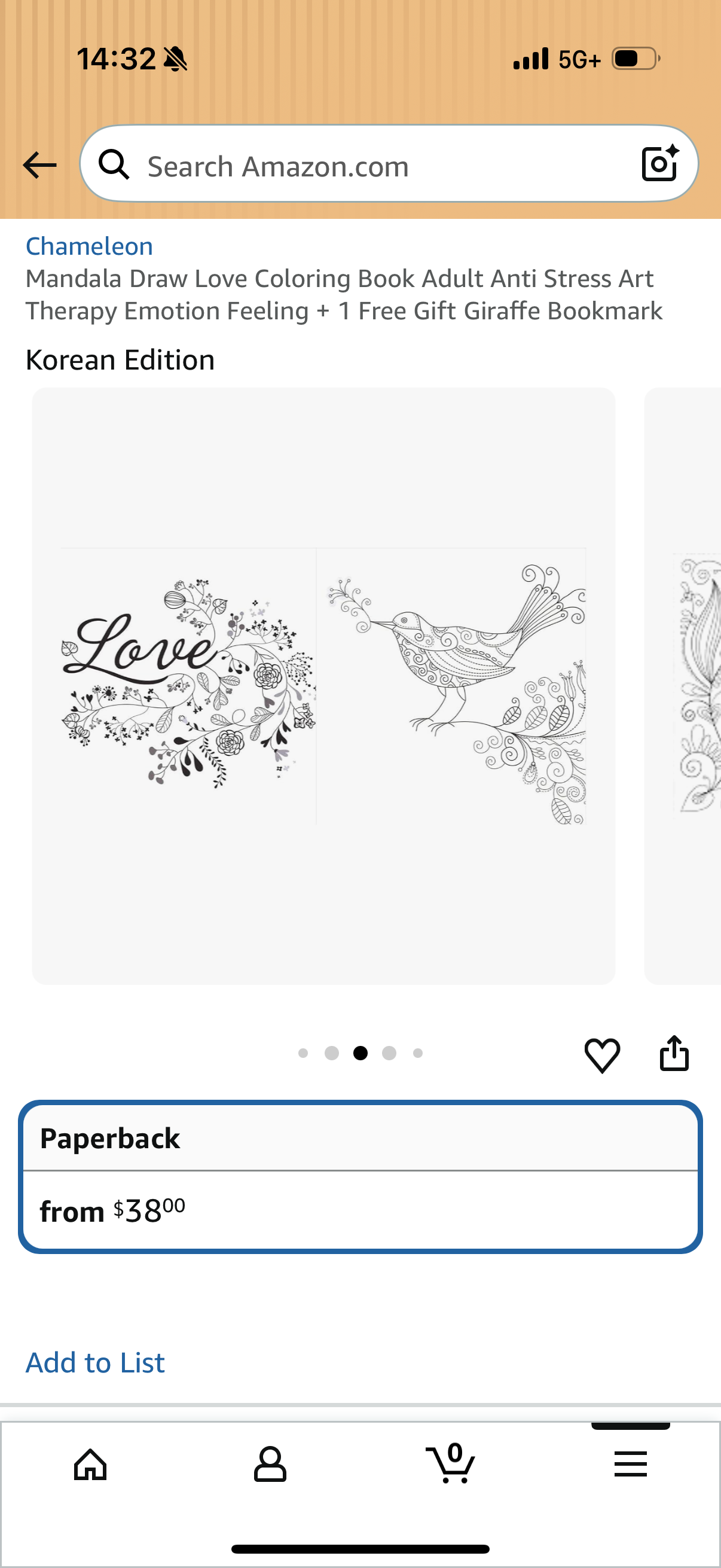 Chameleon Mandala Draw Love Coloring Book Adult Anti Stress Art Therapy Emotion Feeling + 1 Free Gift Giraffe Bookmark Korean Edition