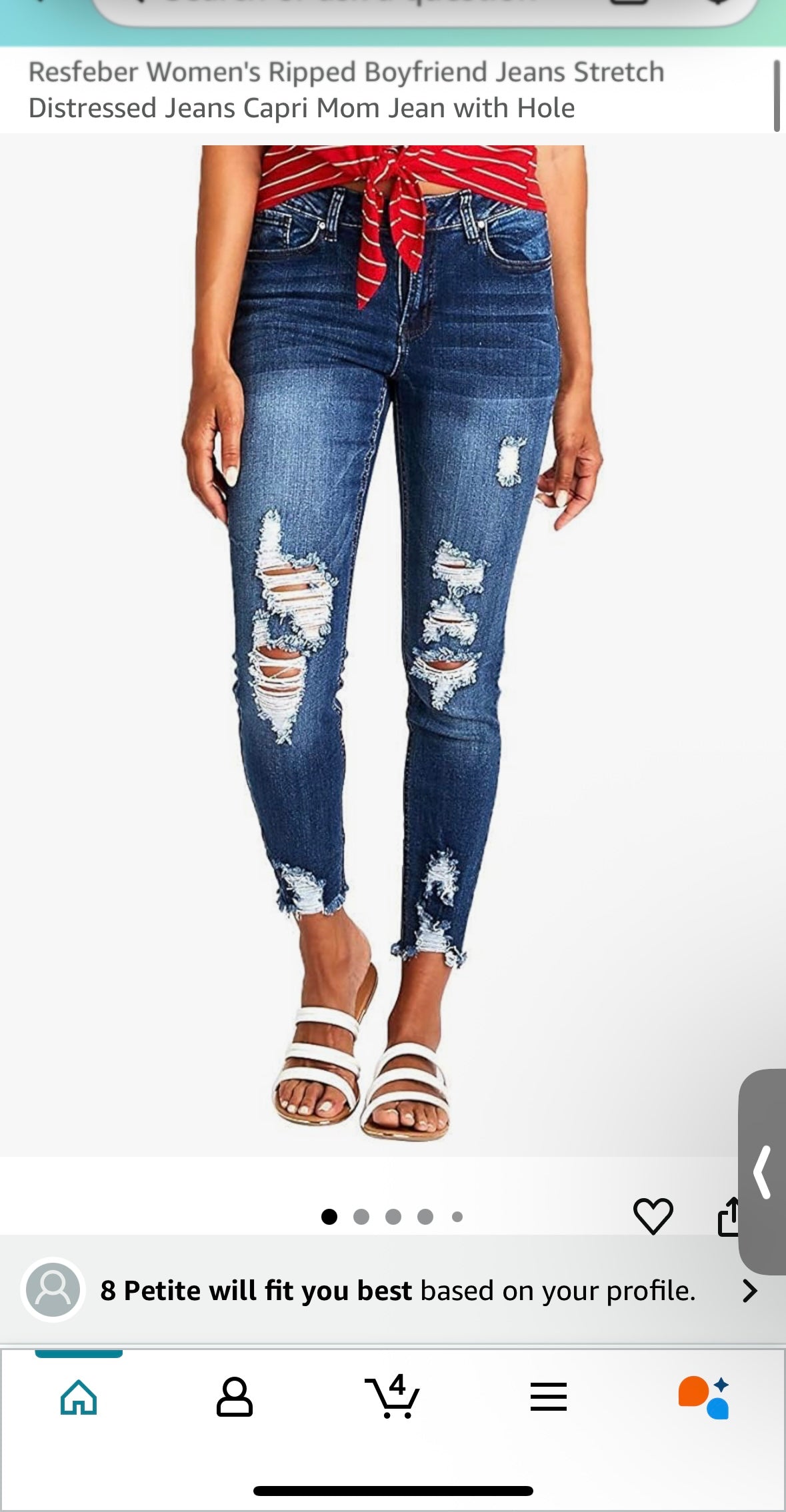 Resfeber Women's Ripped Boyfriend Distressed Jeans (Size 2)
