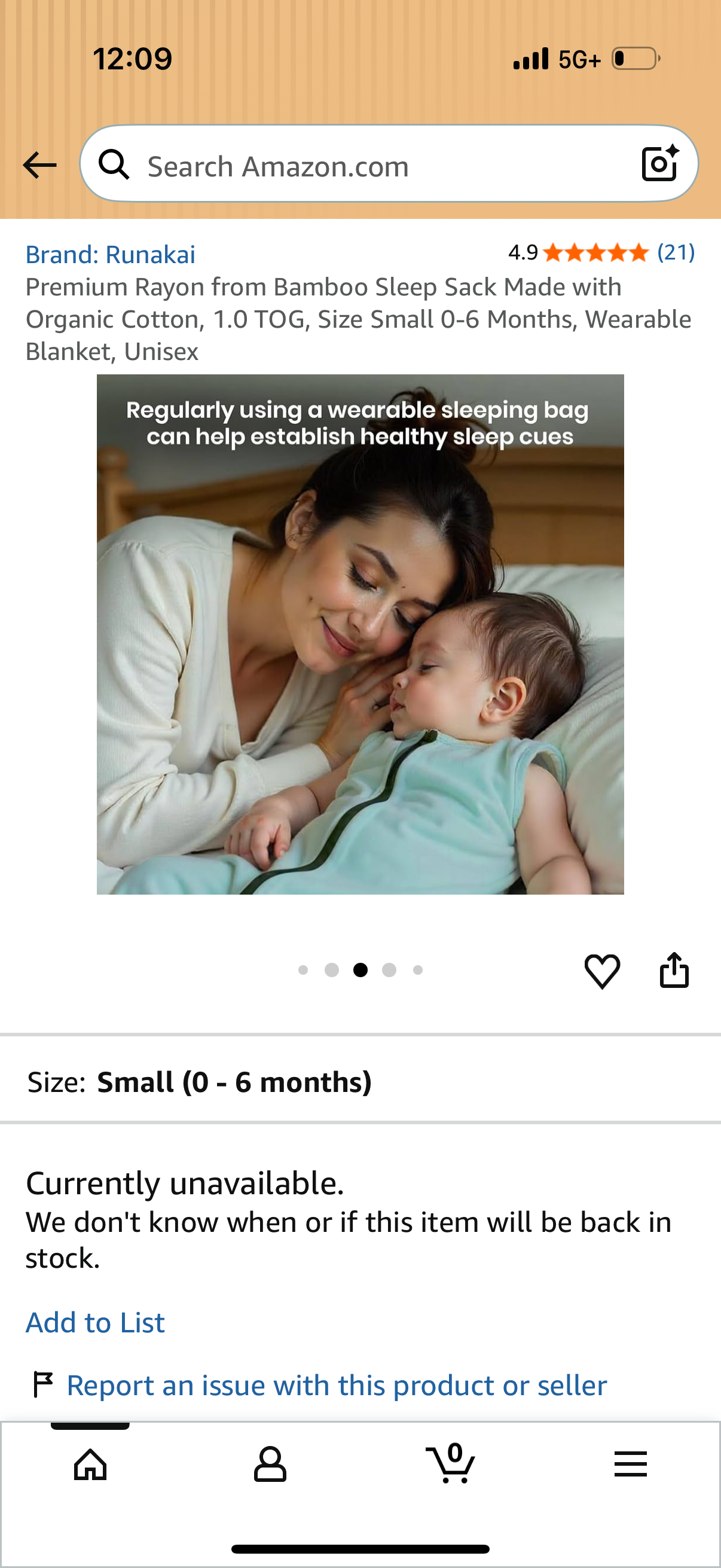 Premium Rayon from Bamboo Sleep Sack Made with Organic Cotton, 1.0 TOG, Size Small 0-6 Months, Wearable Blanket, Unisex