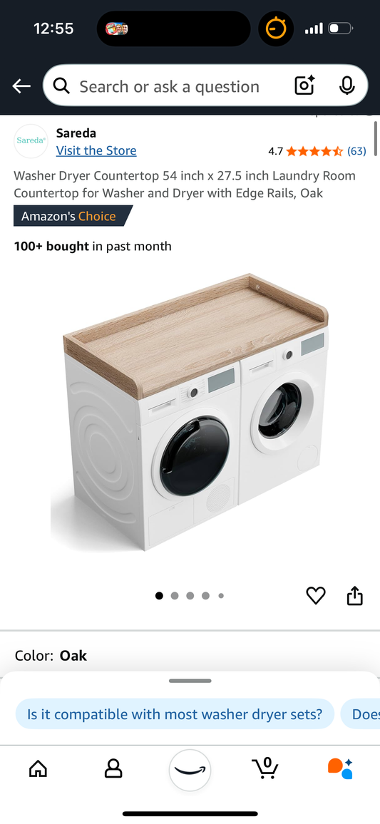 New - Washer/dryer Countertop, Oak (B879)