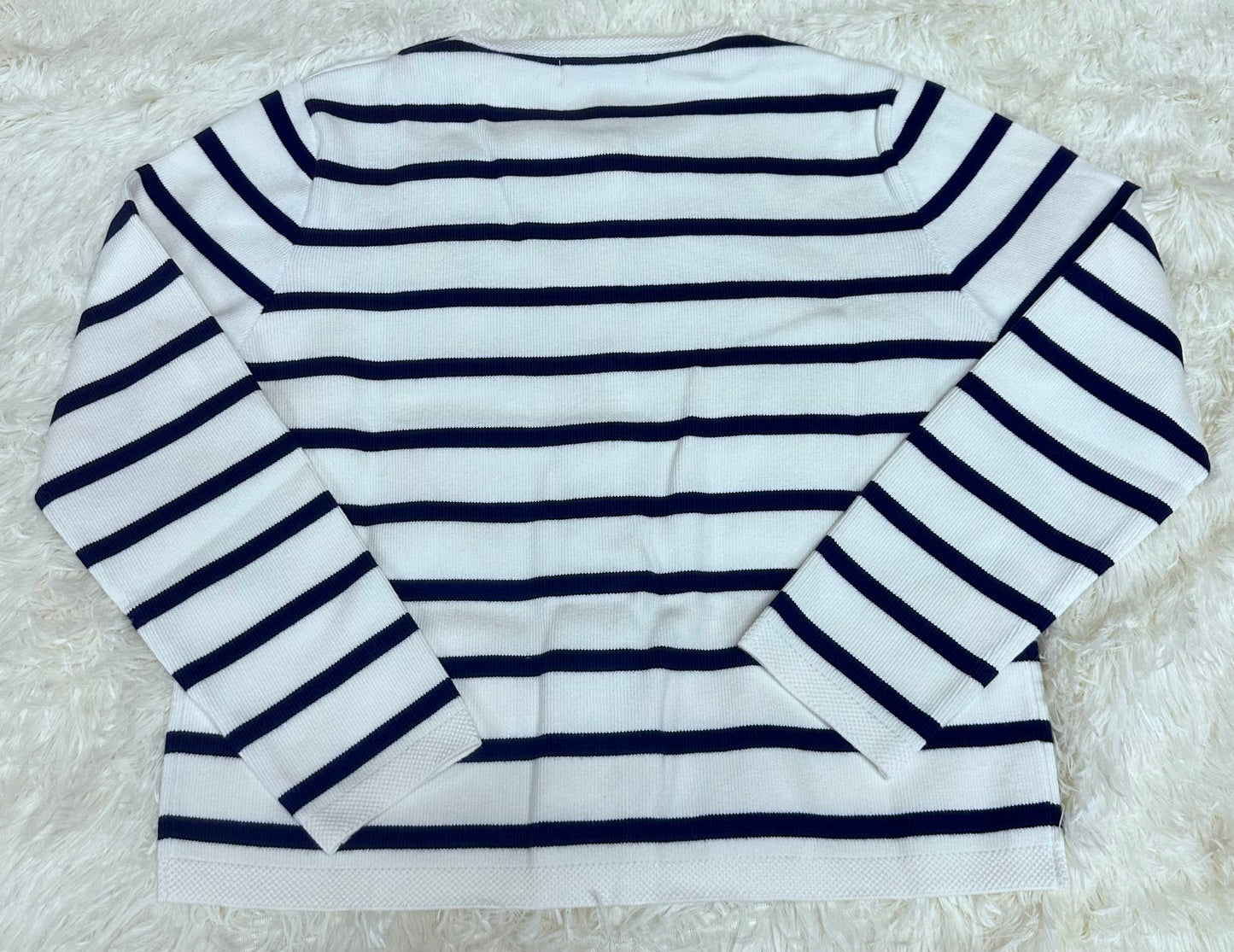 Women's Striped Cardigan Sweater Trendy Long Sleeve Button Down Crewneck Knit Cardigan (Size X-Small)