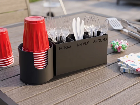 Cup & Utensil Holder With Sharpie Slot