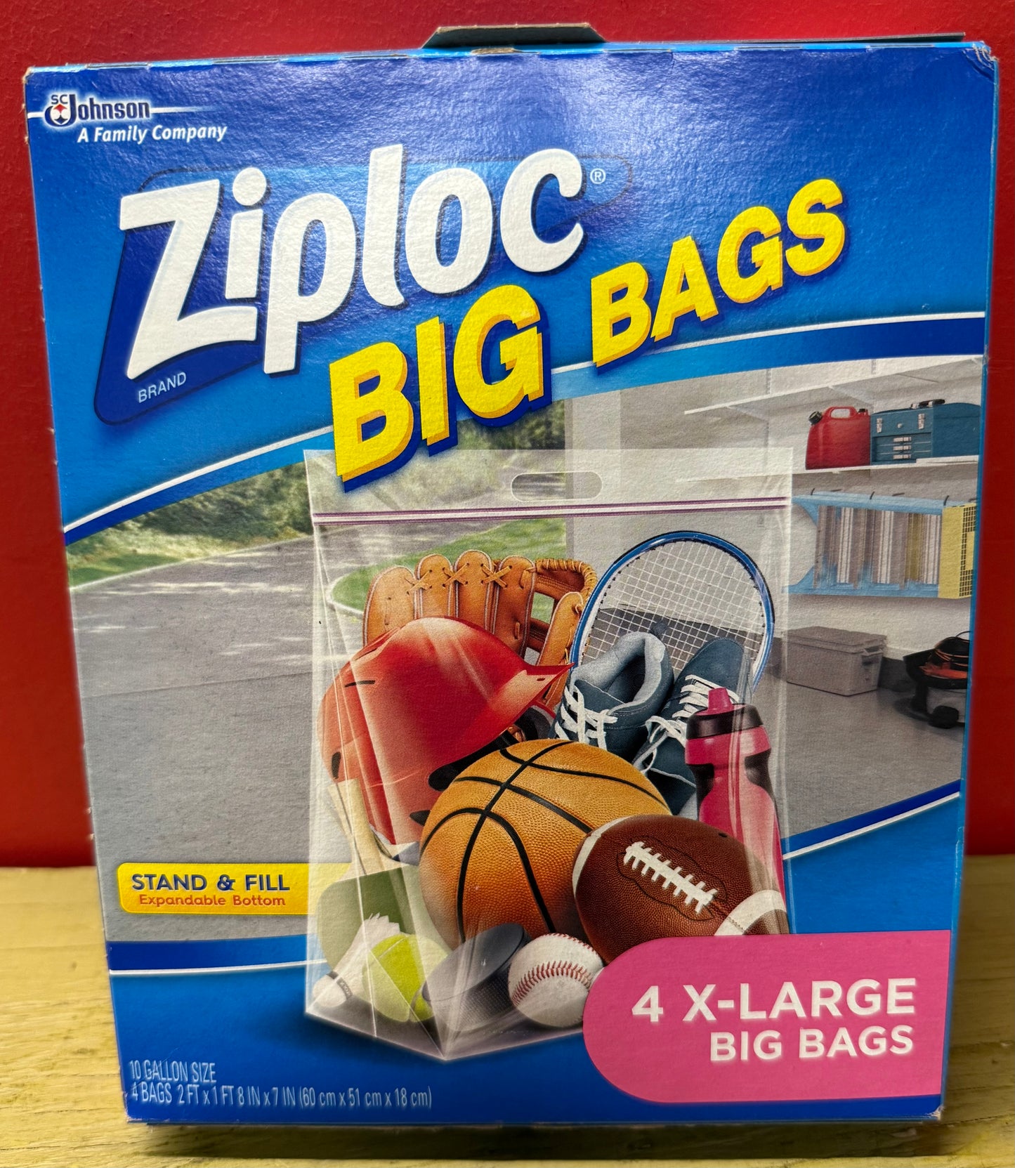 Ziploc Storage Bags, Double Zipper Seal & Expandable Bottom, Extra Large, 4 Count, Big Bag