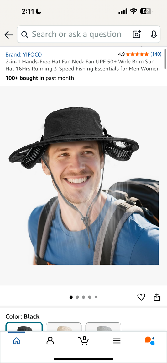 2-In-1 Hands-Dree Hat Neck Fan