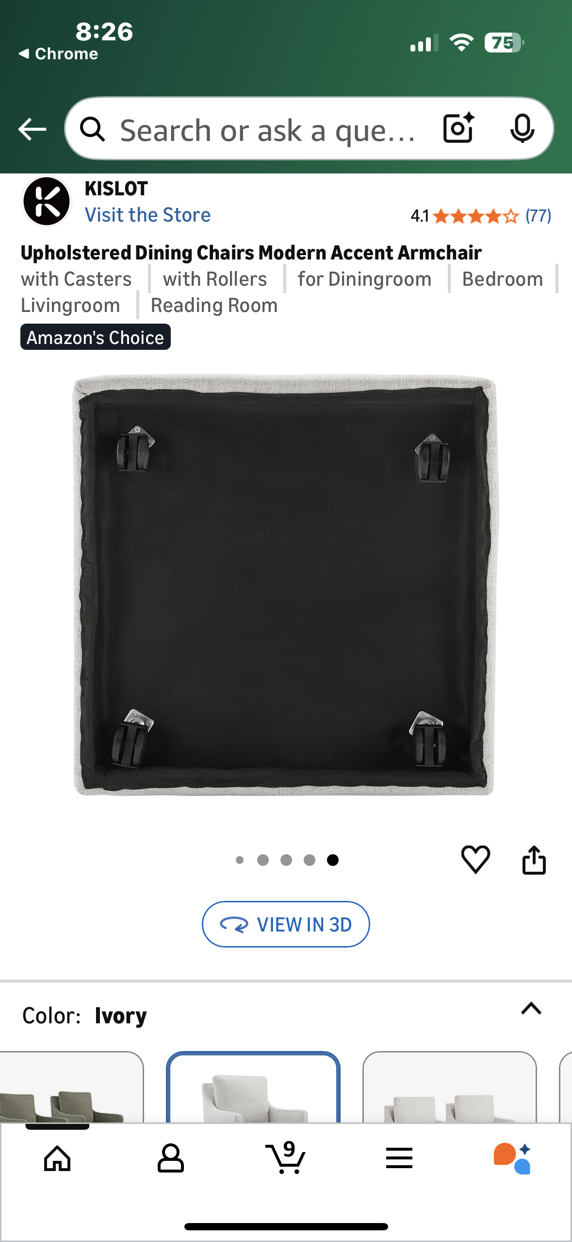 Upholstered Dining Chair, Modern Accent Armchair with Casters for Dining Room, Living Room, Reading Room (L1086)