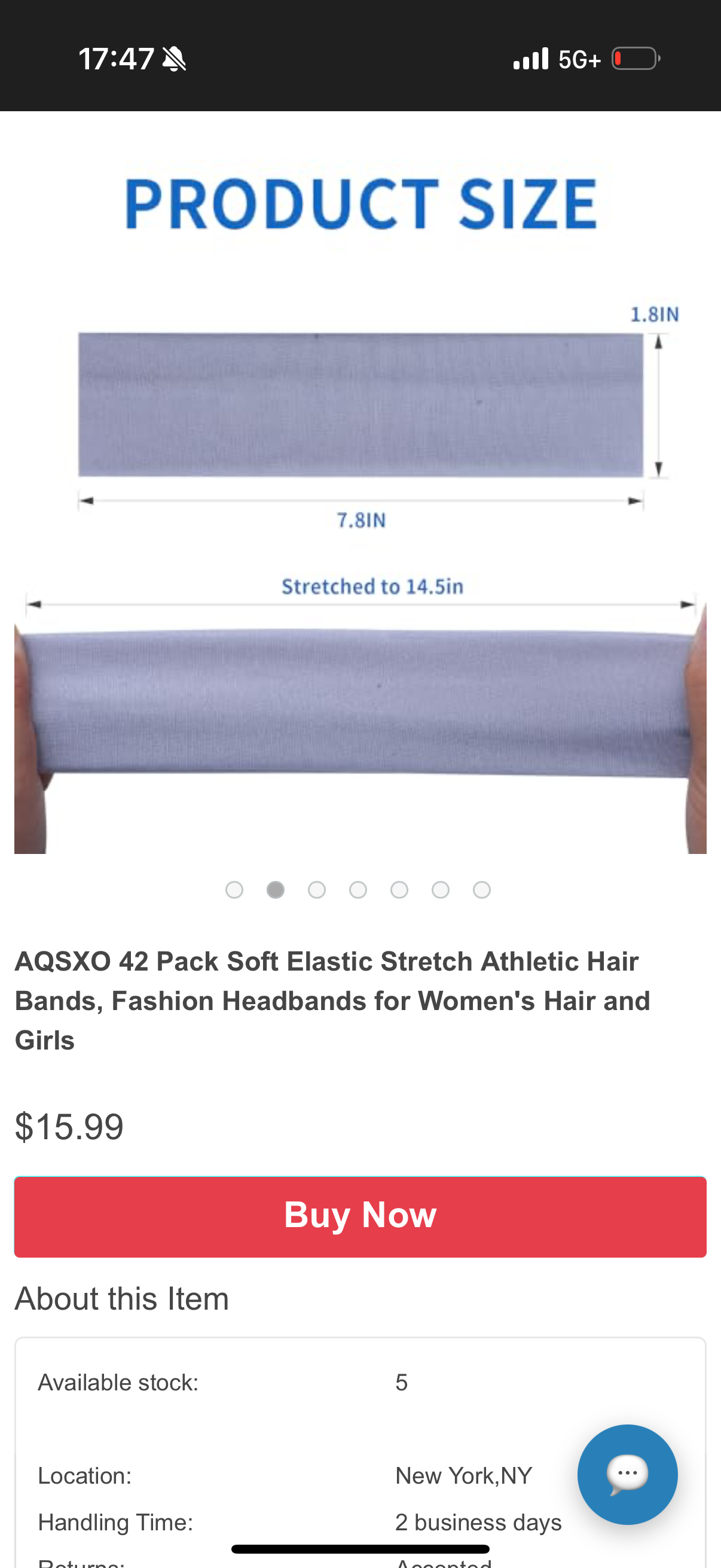 42 Pack Soft Elastic Stretch Athletic Hair Bands, Fashion Headbands for Women's Hair and Girls