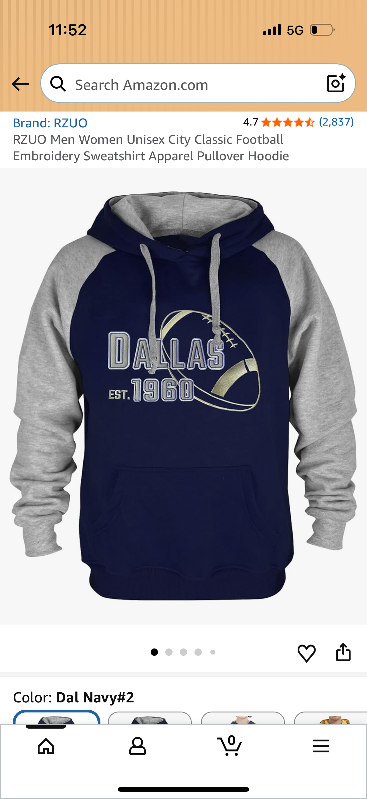 Mens Dallas City Classic Football Sweatshirt Pullover Hoodie Size XXL