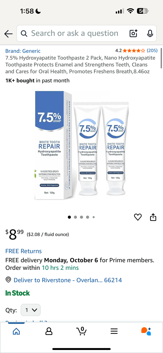 7.5% Hydroxyapatite Toothpaste 2-Pack