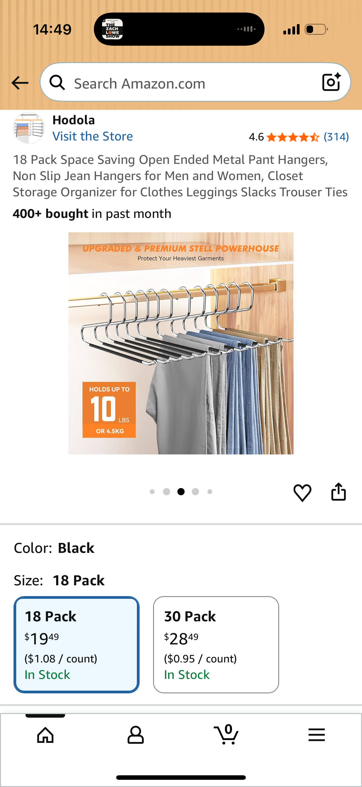 18 Pack Space Saving Open Ended Metal Pant Hangers, Non Slip Jean Hangers for Men and Women, Closet Storage Organizer for Clothes Leggings Slacks Trouser Ties