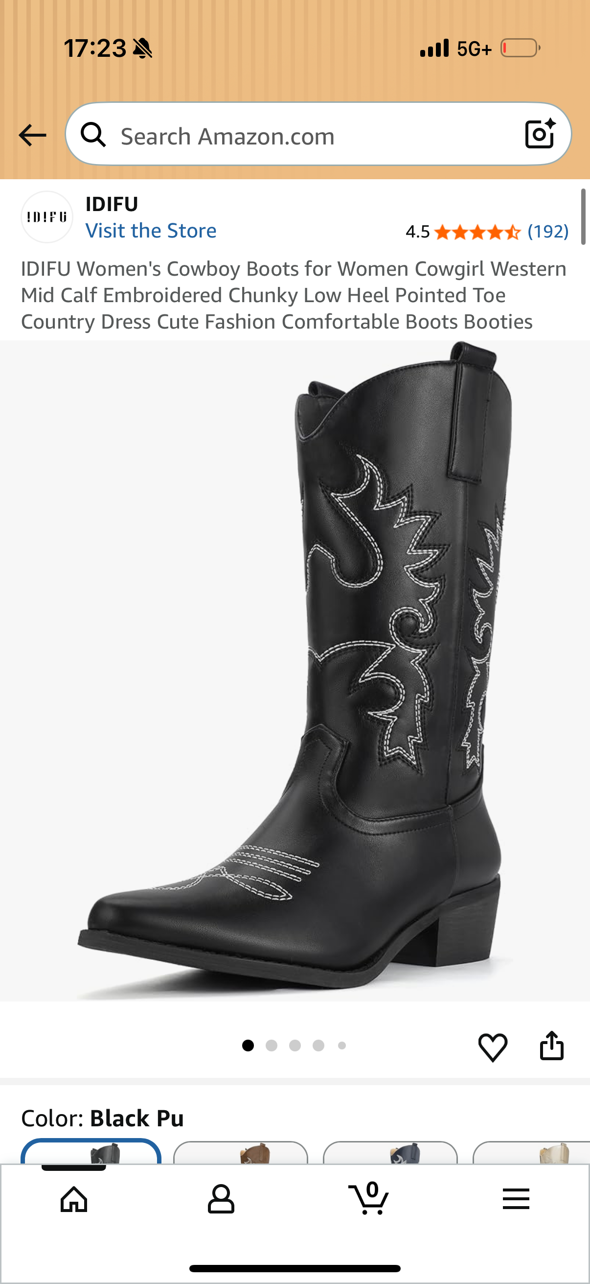 IDIFU Women's Cowboy Boots for Women Cowgirl Western Mid Calf Embroidered Chunky Low Heel Pointed Toe Country Dress Cute Fashion Comfortable Boots Booties Size US: 8