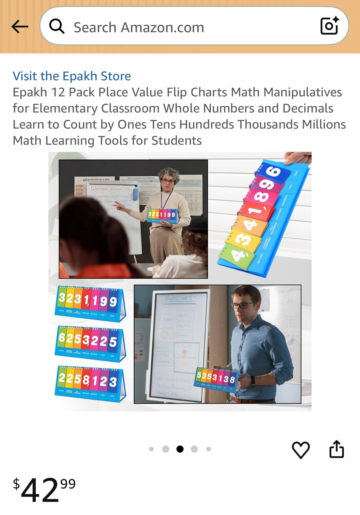 Epakh 12 Pack Place Value Flip Charts Math Manipulatives for Elementary Classroom Whole Numbers and Decimals Learn to Count by Ones Tens Hundreds Thousands Millions Math Learning Tools for Students