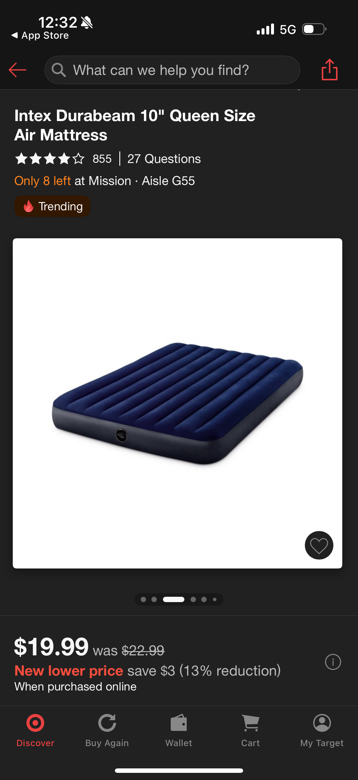 Intex Durabeam 10" Queen Size Air Mattress
