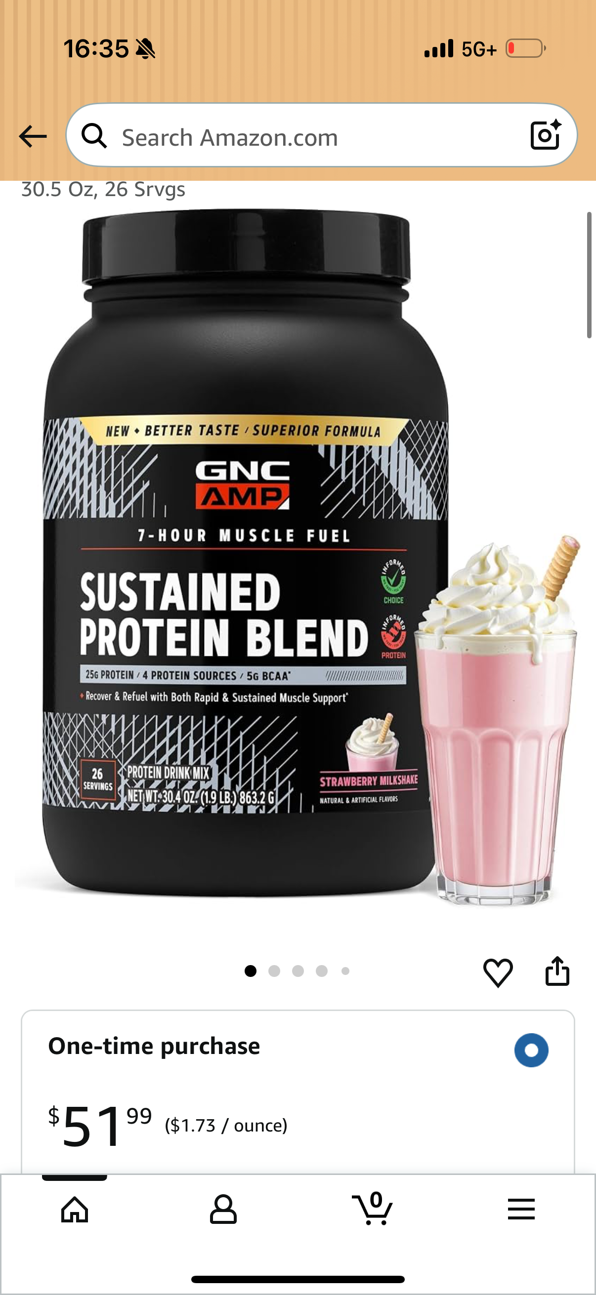 GNC AMP Sustained Protein Blend, Strawberry Milkshake BB: 7/31/2027