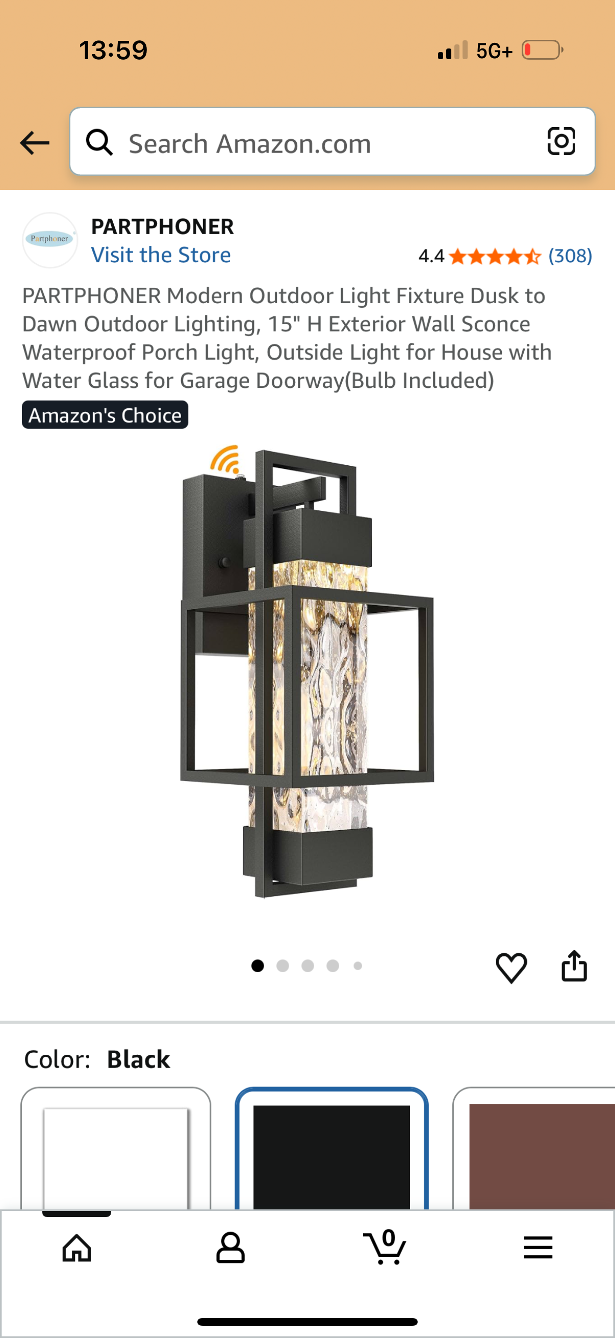 Modern Outdoor Light Fixture Dusk to Dawn Outdoor Lighting, 15" H Exterior Wall Sconce Waterproof Porch Light, Outside Light for House with Water Glass for Garage Doorway(Bulb Included)