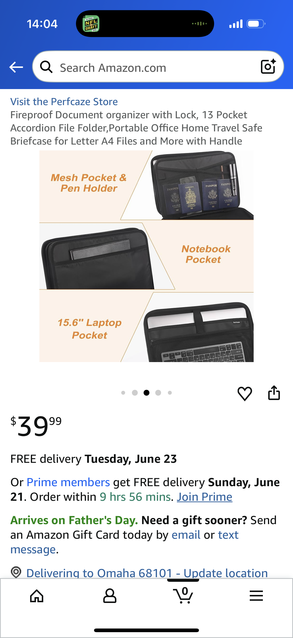 Fireproof Document organizer with Lock, 13 Pocket Accordion File Folder,Portable Office Home Travel Safe Briefcase for Letter A4 Files and More with Handle