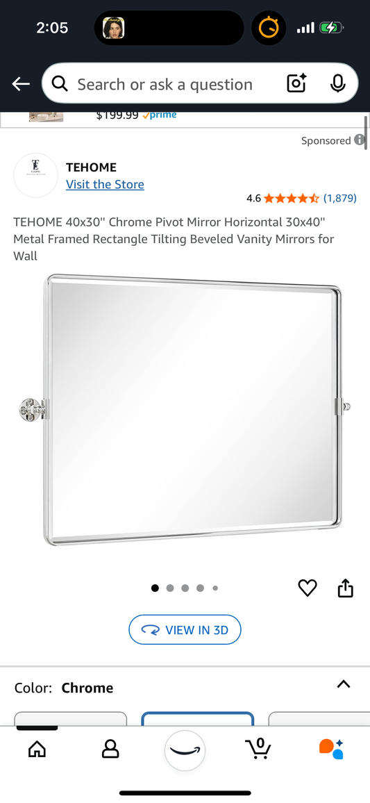 New - Chrome Pivot Mirror 30" x 40" (M316)