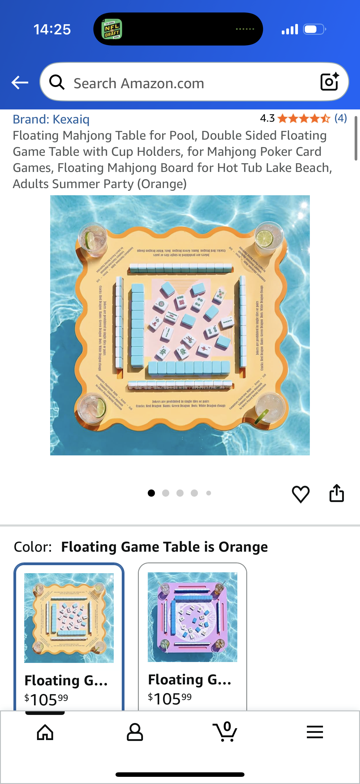 Floating Mahjong Table for Pool, Double Sided Floating Game Table with Cup Holders, for Mahjong Poker Card Games, Floating Mahjong Board for Hot Tub Lake Beach, Adults Summer Party (Orange)
