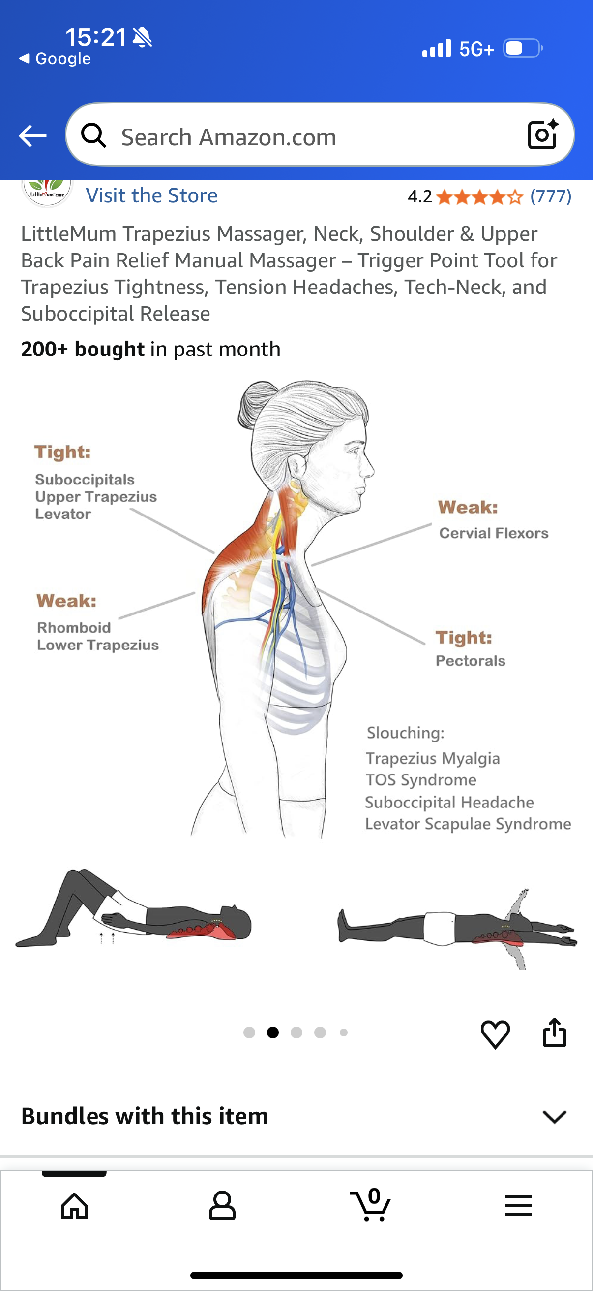 Trapezius Massager, Neck, Shoulder & Upper Back Pain Relief Manual Massager - Trigger Point Tool for Trapezius Tightness, Tension Headaches, Tech-Neck, and Suboccipital Release