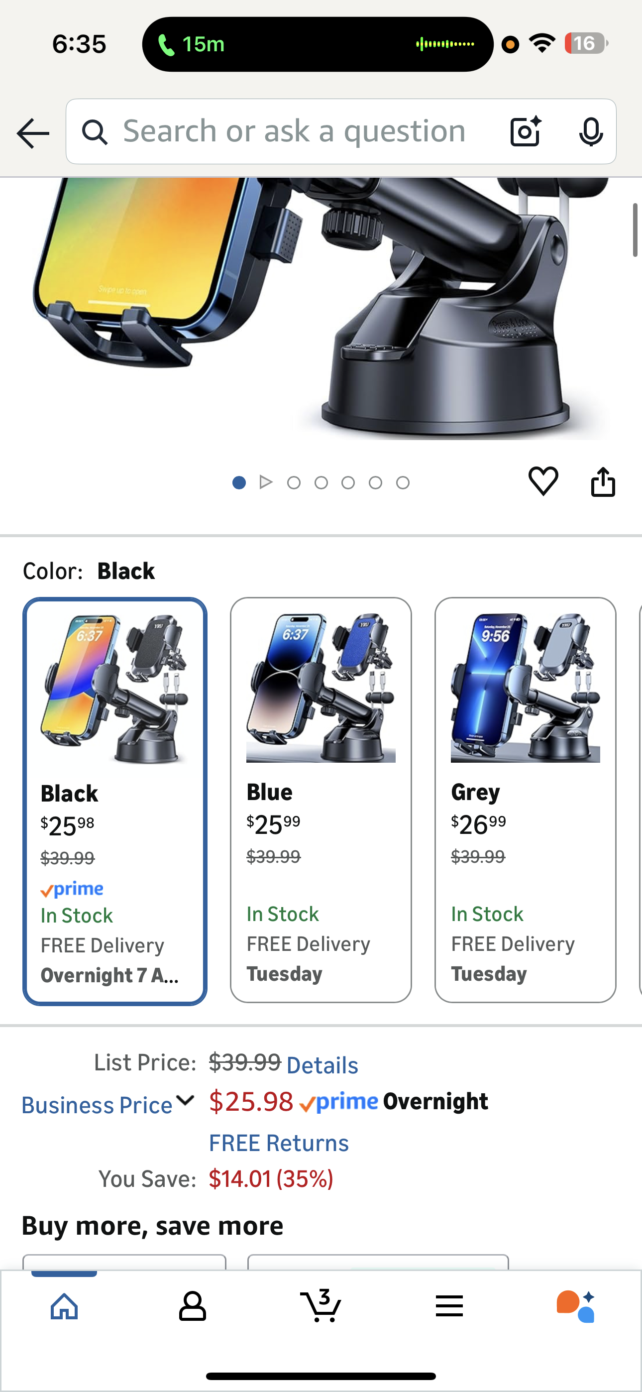 YRU [True Upgrade for Safety] Car Phone Holder Mount [Patent & Military-Grade] Dashboard Cell Phone Holder for Car Vent Windshield Phone Stand for iPhone 17 16 15 14 13 Pro Max Truck Samsung, Black