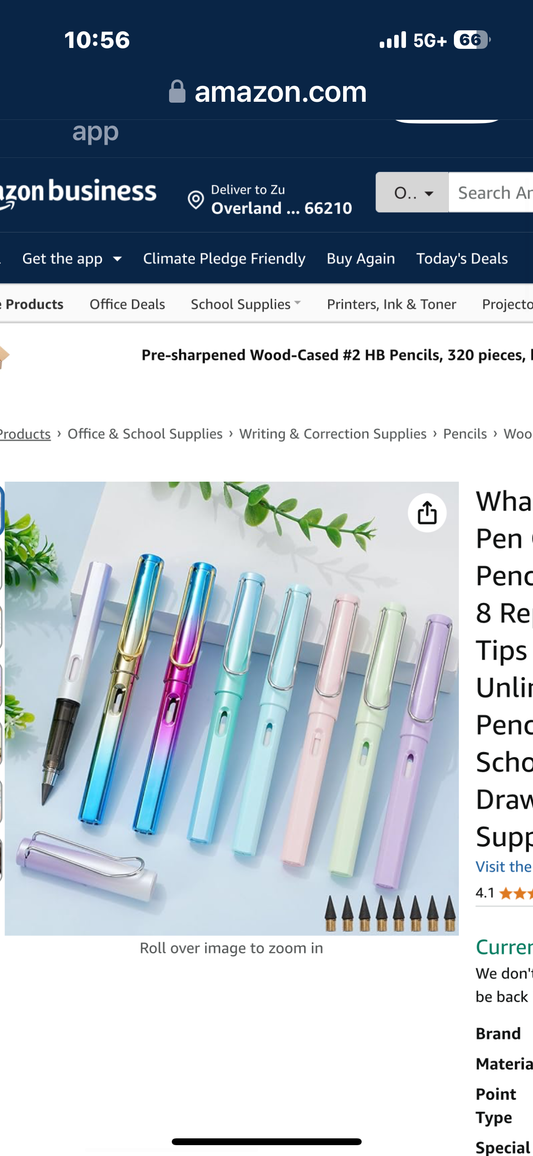 Whaline 8Pcs Inkless Pen Colorful Eternal Pencils with 8 Erasers 8 Replacement Pen Tips Reusable Unlimited Writing Pencil for Back to School Writing Drawing Home Office Supplies
