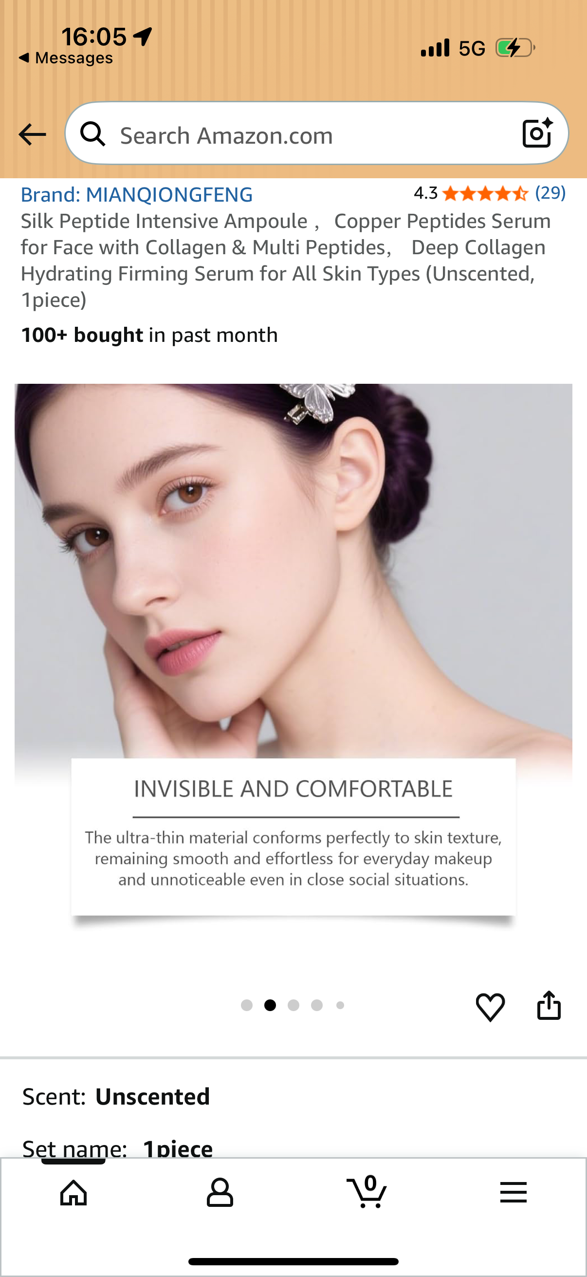 Silk Peptide Intensive Ampoule, Copper Peptides Serum for Face with Collagen & Multi Peptides, Deep Collagen Hydrating Firming Serum for All Skin Types (Unscented, 1 piece) EXP: 01/03/2029