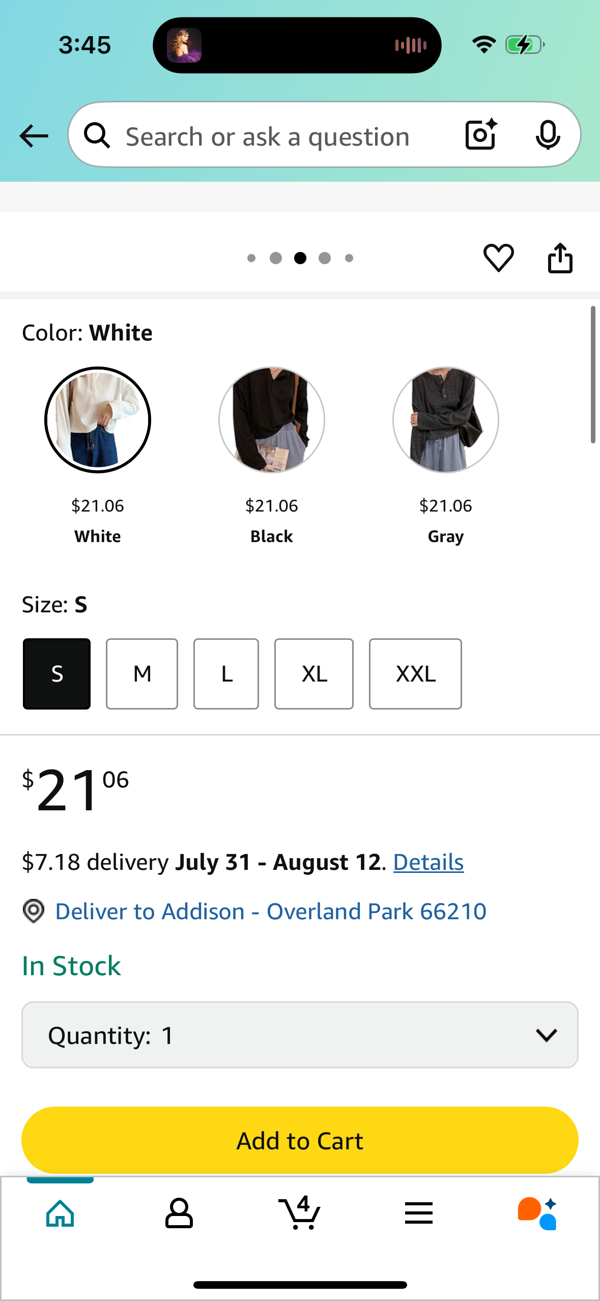 Long Sleeve T-Shirt, Women's Elegant Simple Button Top (Size X-Small)