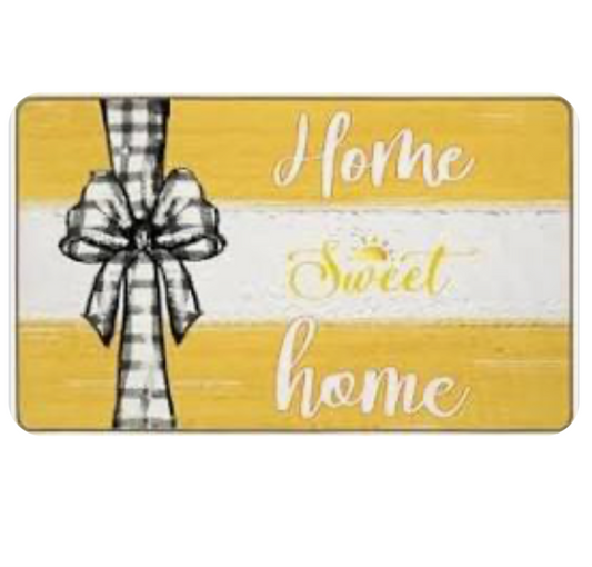 ETYZE Bow Rug, Welcome Mat Plaid Bow Front Door Mat Outdoor Indoor Entrance Doormat, Sweet Home Kitchen Mat Yellow Doormat, Gifts for Women, 30x17 Inch