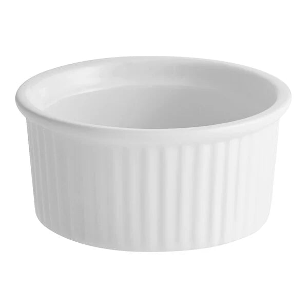 Bright White Porcelain Fluted 5 Ounce Ramekin (3-Pack)