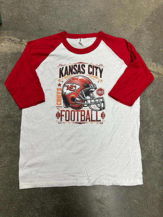 Kansas City Football T-Shirt White/Red, Youth XL