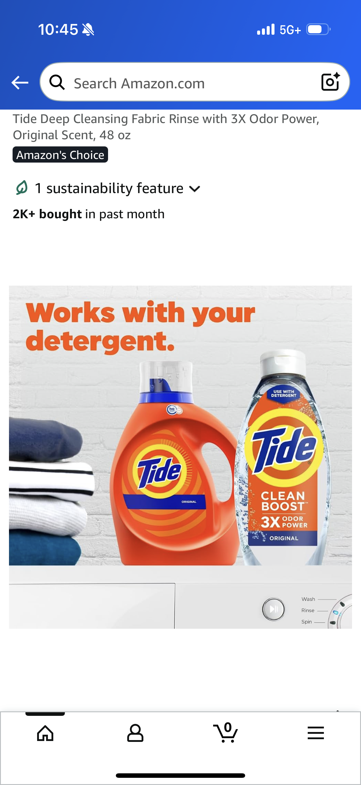 Tide Deep Cleansing Fabric Rinse with 3X Odor Power, Original Scent, 48 oz