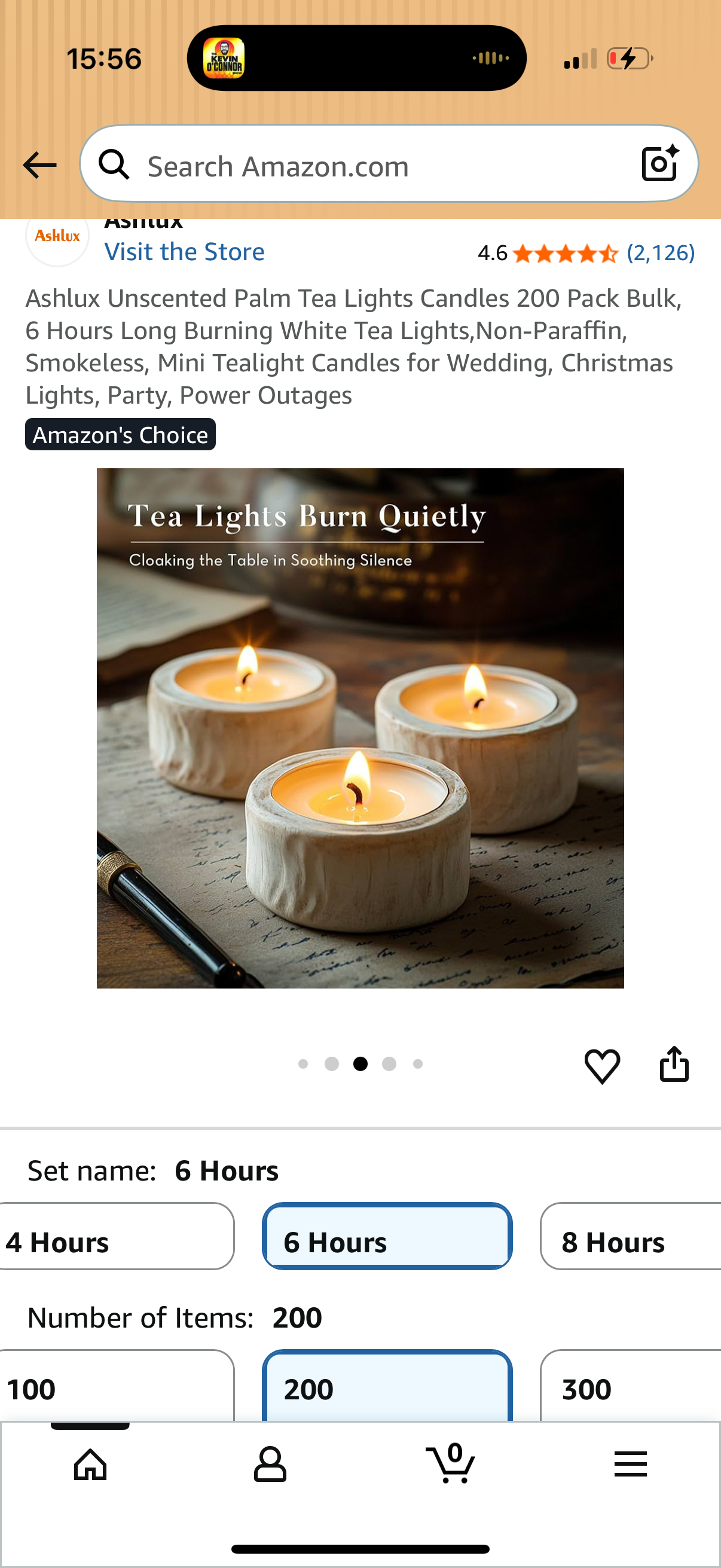 Ashlux Unscented Palm Tea Lights Candles 200 Pack Bulk, 6 Hours Long Burning White Tea Lights,Non-Paraffin, Smokeless, Mini Tealight Candles for Wedding, Christmas Lights, Party, Power Outages