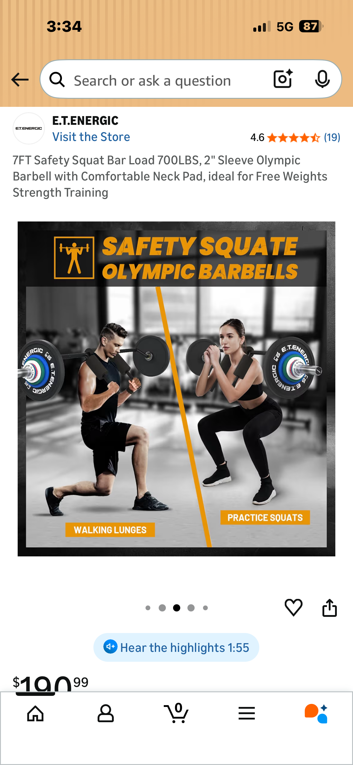 7FT Safety Squat Bar Load 700LBS, 2" Sleeve Olympic Barbell with Comfortable Neck Pad, Ideal for Free Weight Strength Training (W632)