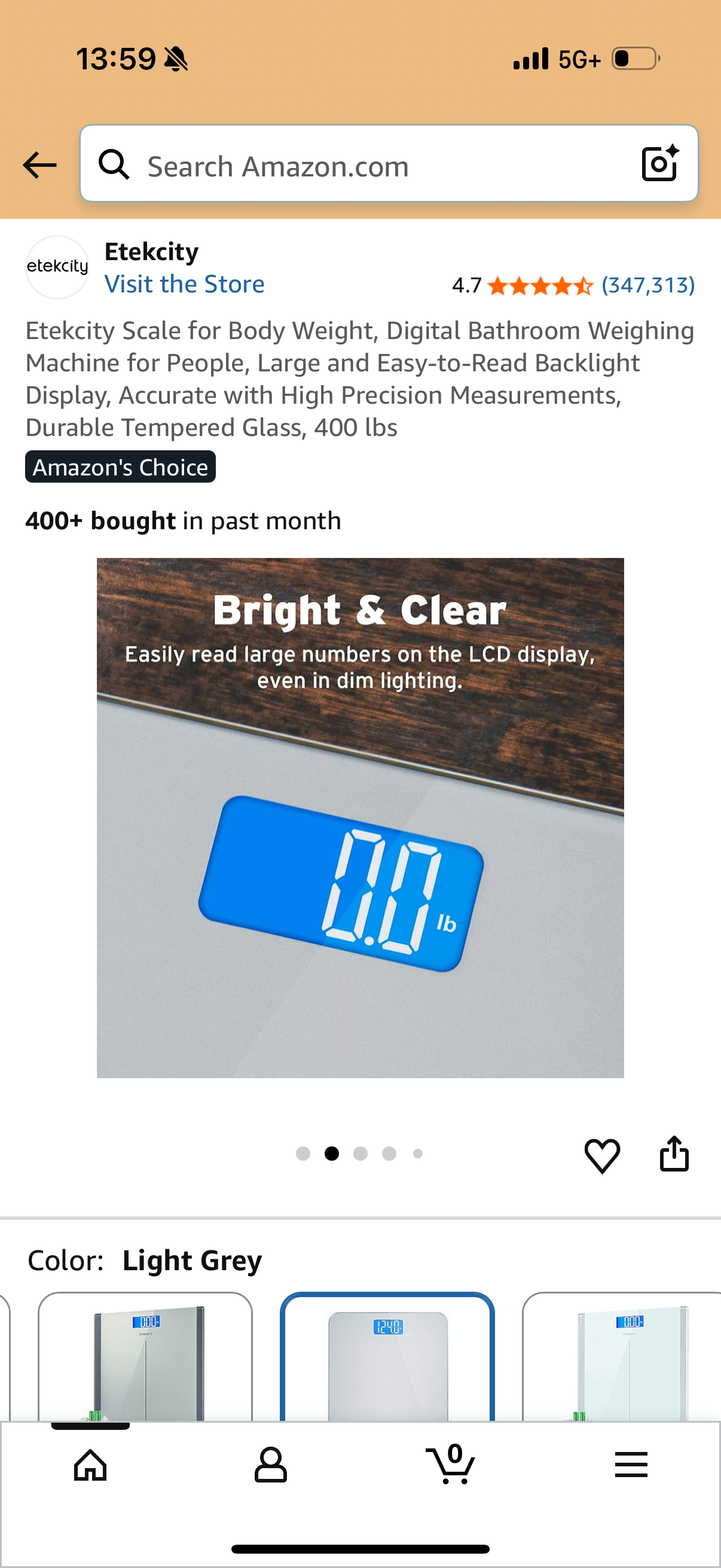 Etekcity Scale for Body Weight, Digital Bathroom Weighing Machine for People, Large and Easy-to-Read Backlight Display, Accurate with High Precision Measurements, Durable Tempered Glass, 400 lbs