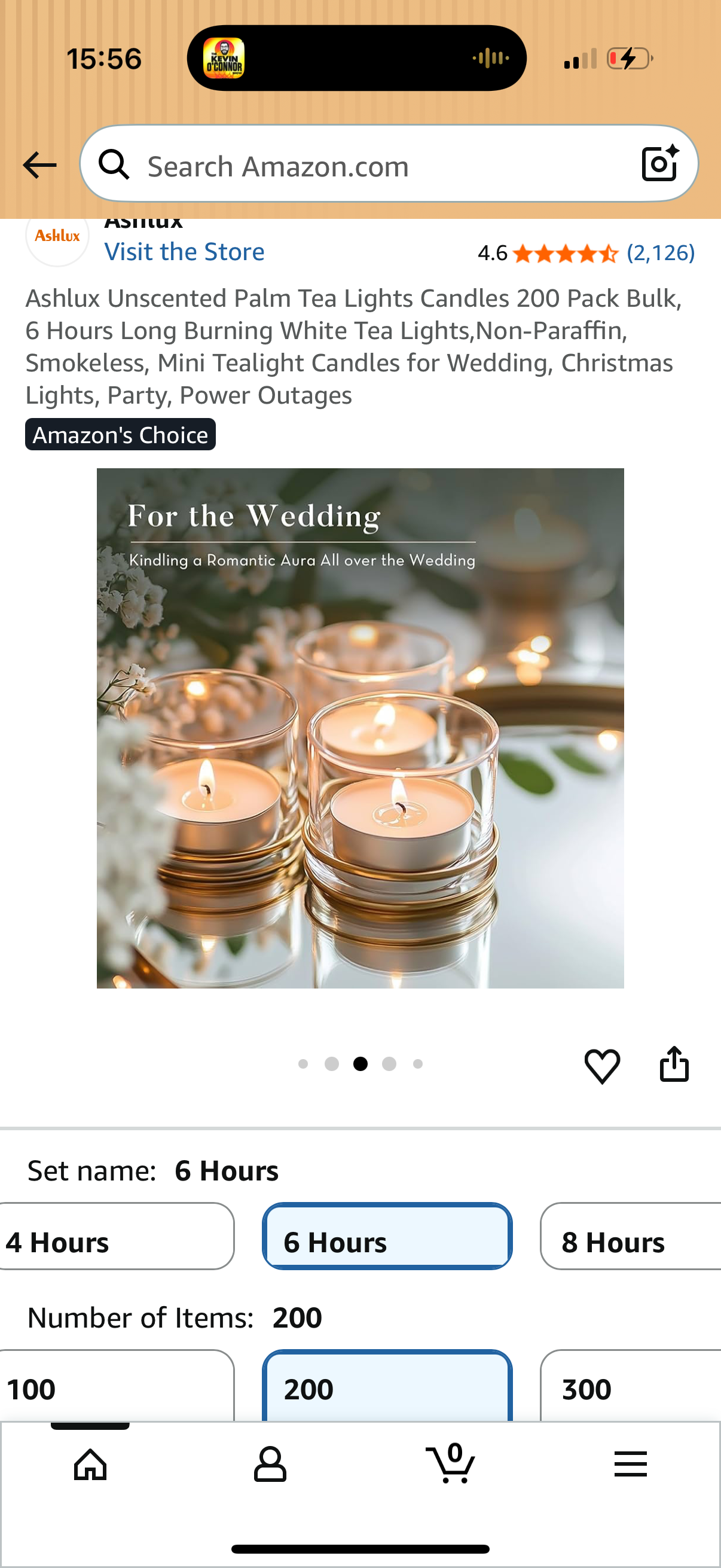 Ashlux Unscented Palm Tea Lights Candles 200 Pack Bulk, 6 Hours Long Burning White Tea Lights,Non-Paraffin, Smokeless, Mini Tealight Candles for Wedding, Christmas Lights, Party, Power Outages