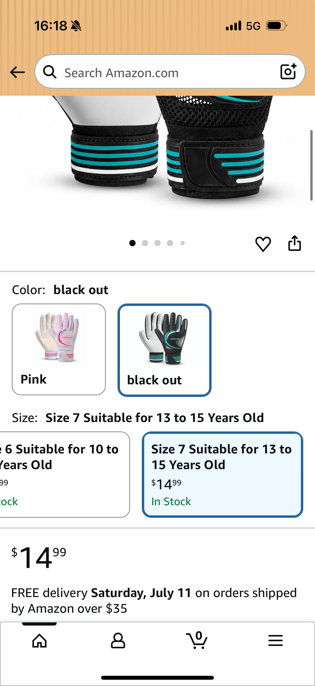 Soccer Goalkeeper Gloves for Kids Youth Football Goalie Gloves with Strong Grips Size: 7