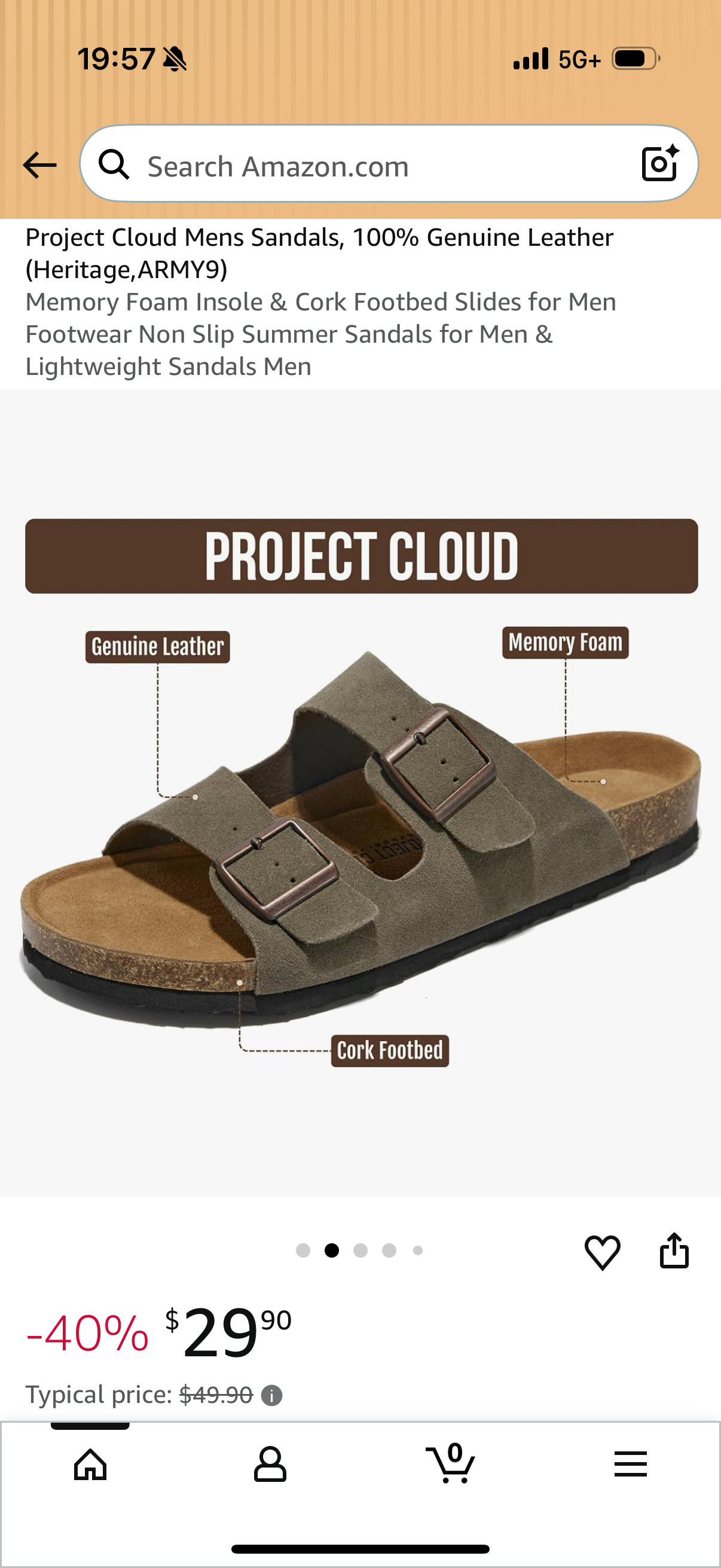 Memory Foam Insole & Cork Footbed Slides for Men Footwear Non Slip Summer Sandals for Men & Lightweight Sandals Men Size: 9