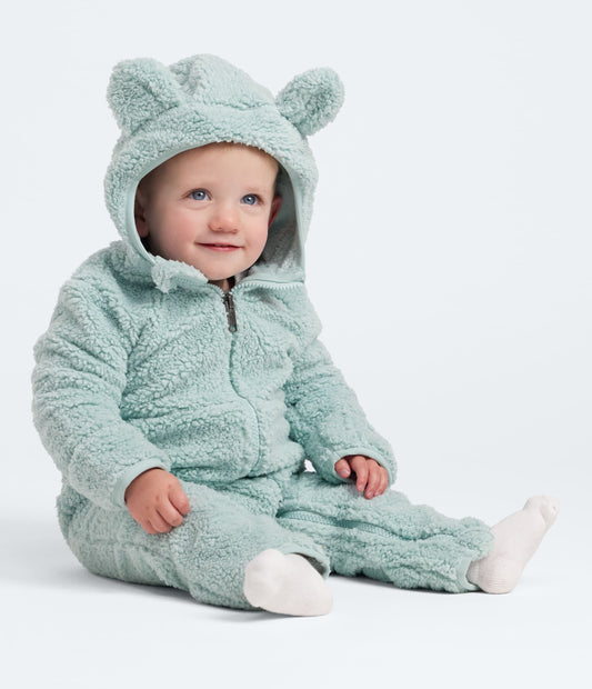The North Face Baby Campshire One-Piece | Cozy Fleece Winter Onesie for Toddlers, Built In Mittens, Booties & Attached Hood with Bear Ears, Muted Pine, 3-6 Months l