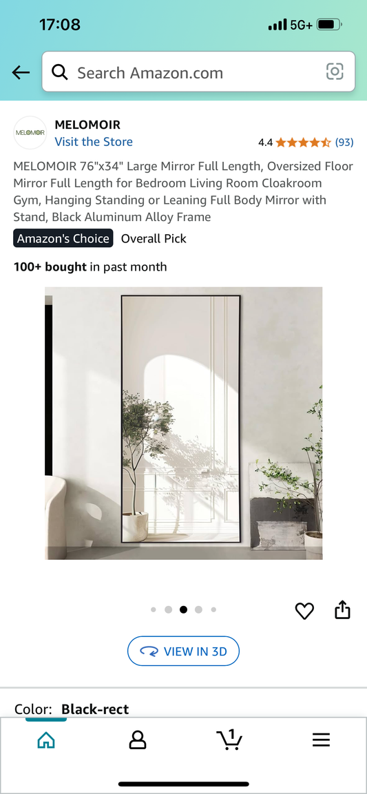 Rectangular Large 76” x 34” Black Mirror (M342)