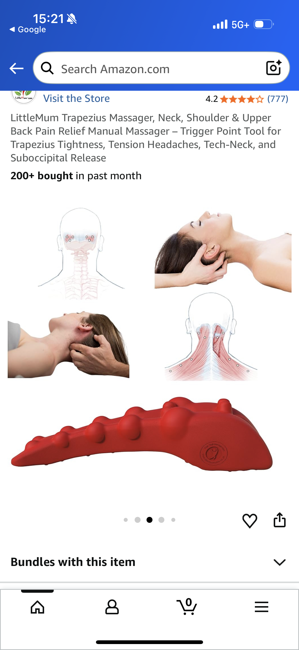Trapezius Massager, Neck, Shoulder & Upper Back Pain Relief Manual Massager - Trigger Point Tool for Trapezius Tightness, Tension Headaches, Tech-Neck, and Suboccipital Release