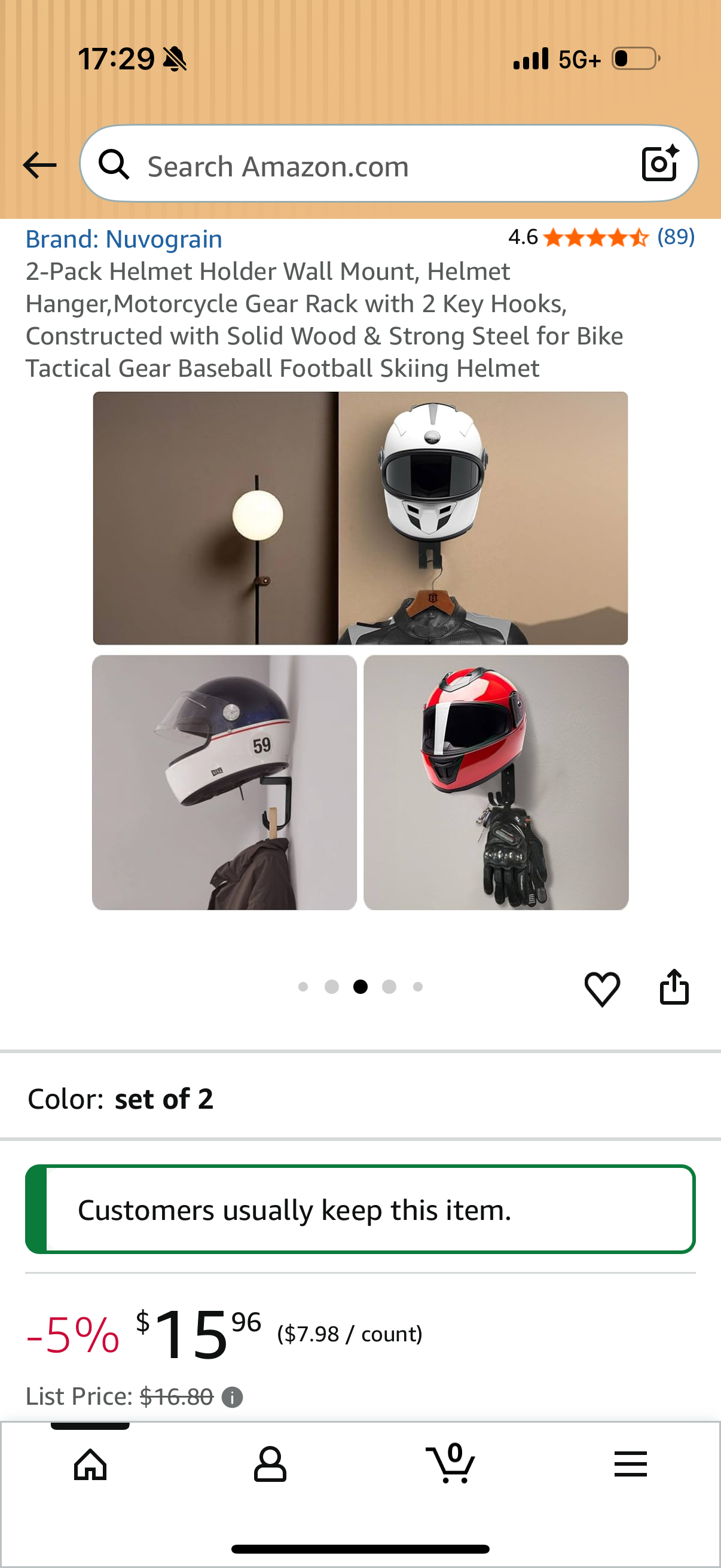 2-Pack Helmet Holder Wall Mount, Helmet Hanger,Motorcycle Gear Rack with 2 Key Hooks, Constructed with Solid Wood & Strong Steel for Bike Tactical Gear Baseball Football Skiing Helmet
